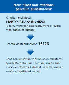 Hairiotiedotepalvelun tilaus M
